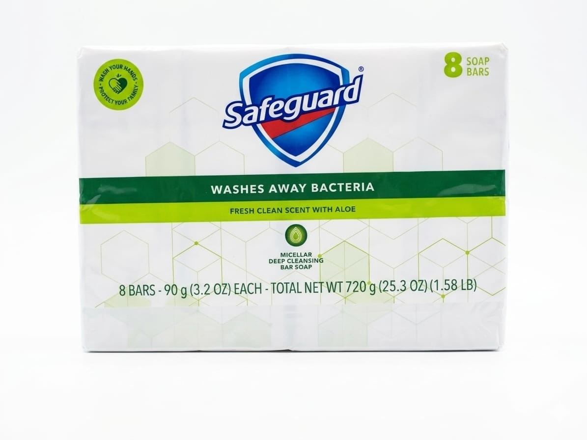 Safeguard Antibacterial Bar Soap Fresh Clean Scent with Aloe 8 Bars 3.2 oz Each
