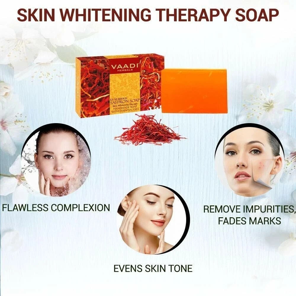 Vaadi Herbals Luxurious Saffron Skin Whitening Therapy Soap 75 Gm (Pack Of 2)
