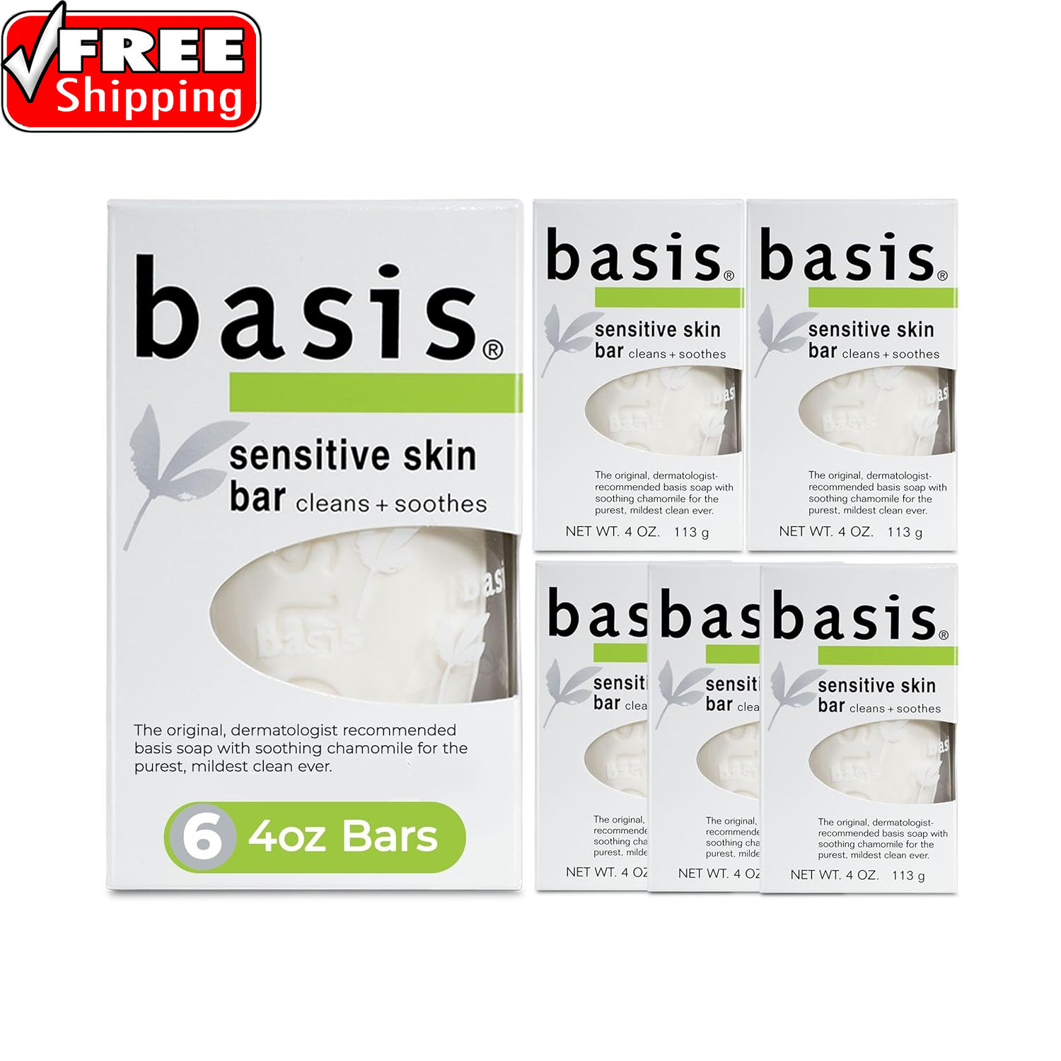 Sensitive Skin Bar Soap for Body, Hands and Face, Unscented Soap Bar for Sensiti