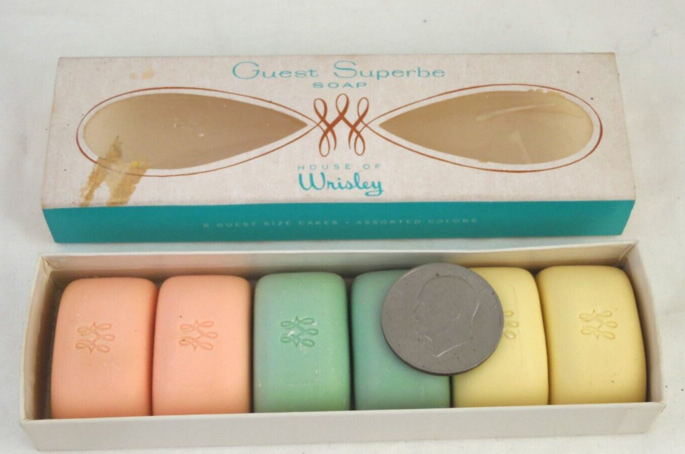 “House of Wrisley” “Guest Superbe Soap” “6 small bars” 1 box VTG 50’s 60’s USA