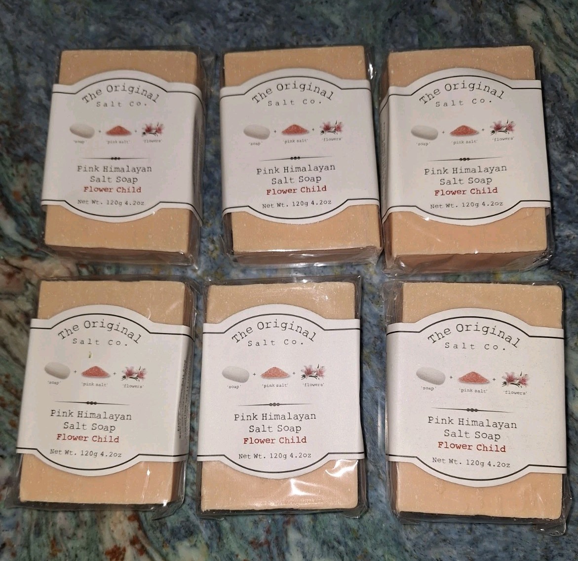 Original Salt Co. Pink Himalayan Salt Soap 4.2 Oz 120g 6 Bars NIB FLOWER CHILD