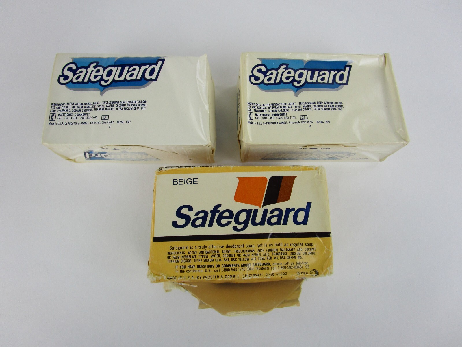 Safeguard Deodorant Soap Bars (2) White (1) Beige 5 oz. Vintage New Lot Of 3