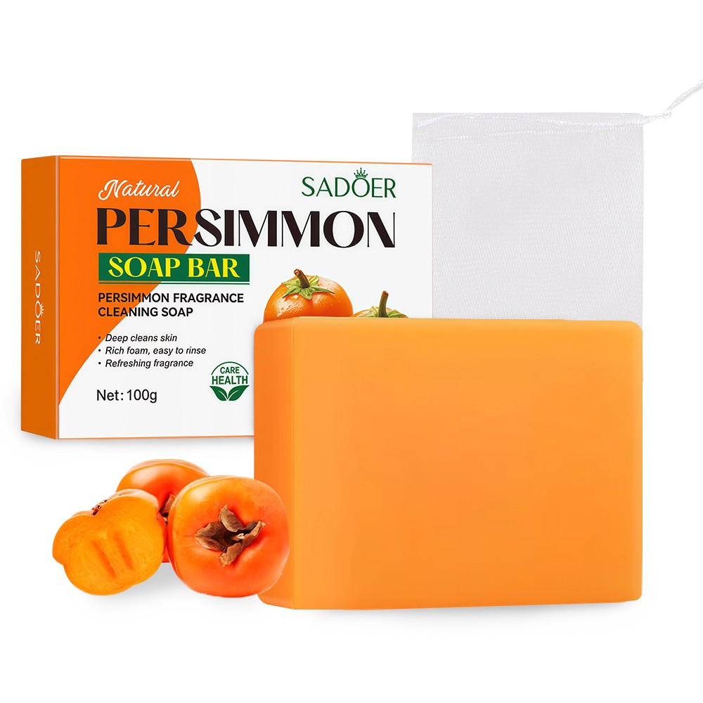 3 Pack Persimmon Soap Bar for Body Odor Control Purifying Deodorizing Body Wash