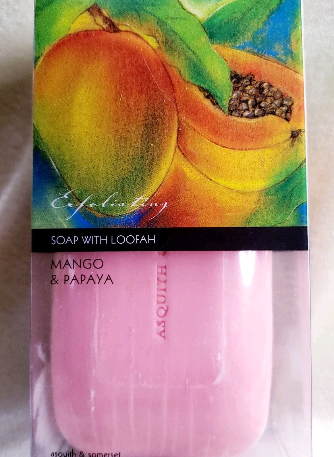 ASQUITH & SOMERSET Exfoliating Soap MANGO & PAPAYA 12 oz / 350 g NEW HUGE BAR
