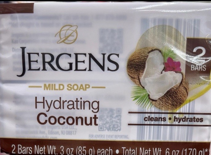 12 Bars JERGENS Mild Soap,Hydrating Coconut 6 Packs Net Wt 3 OZ Each Soap NewDPP
