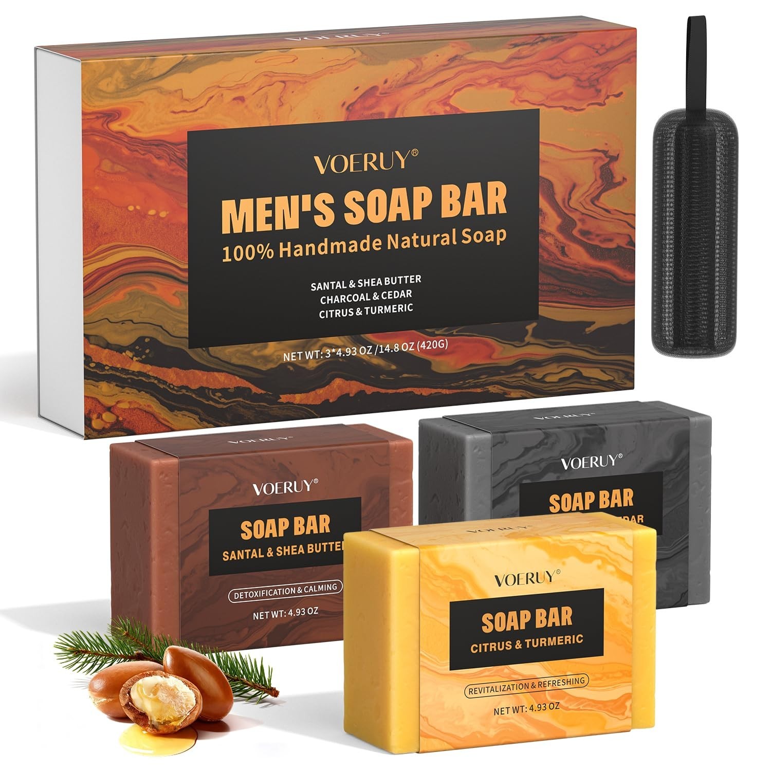 Mens Bar Soap, Natural Handmade Mens Soaps for Face, Body, Hands & Shave, Dee…