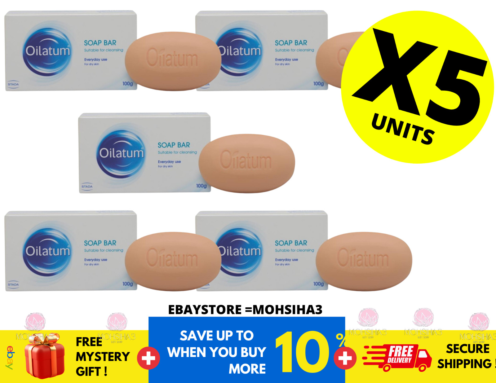 5 Boxes OILATUM Bar SOAP For Dry Skin 100g Gently Cleanses Moisturizes