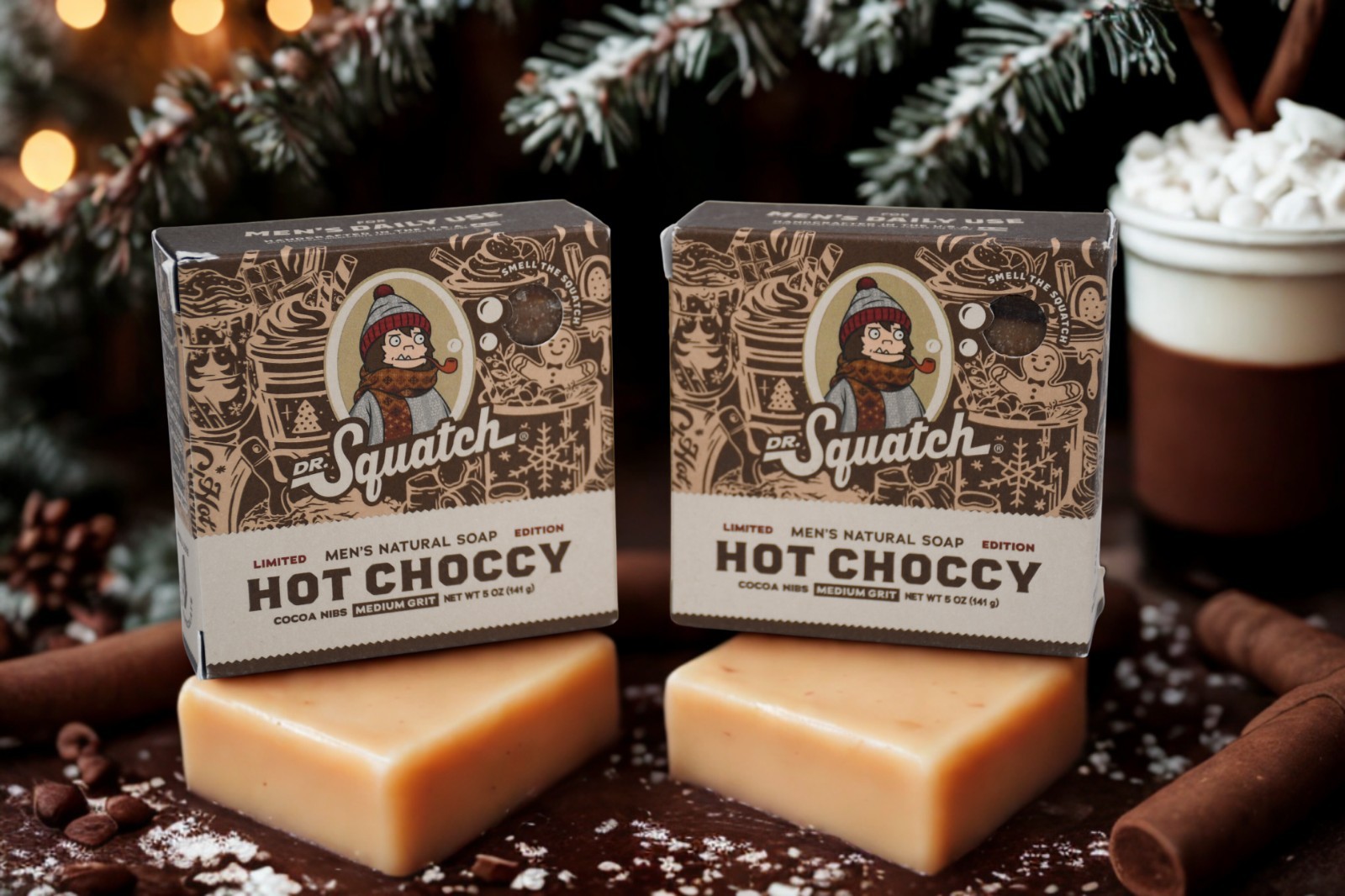 Dr. Squatch Hot Choccy 5 oz Men’s Natural Bar Soap – Limited Edition, Lot of 2