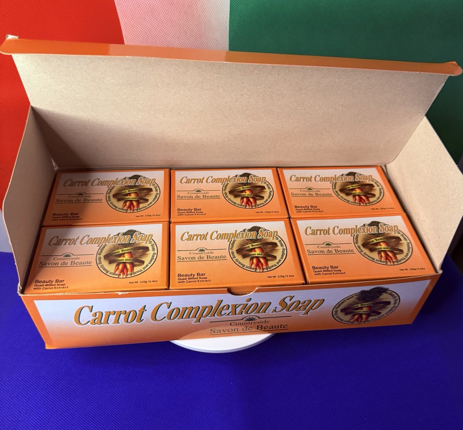 Bulk Pack of 12 Natureal Carrot Complexion Soaps-gentle Skin Cleansing.