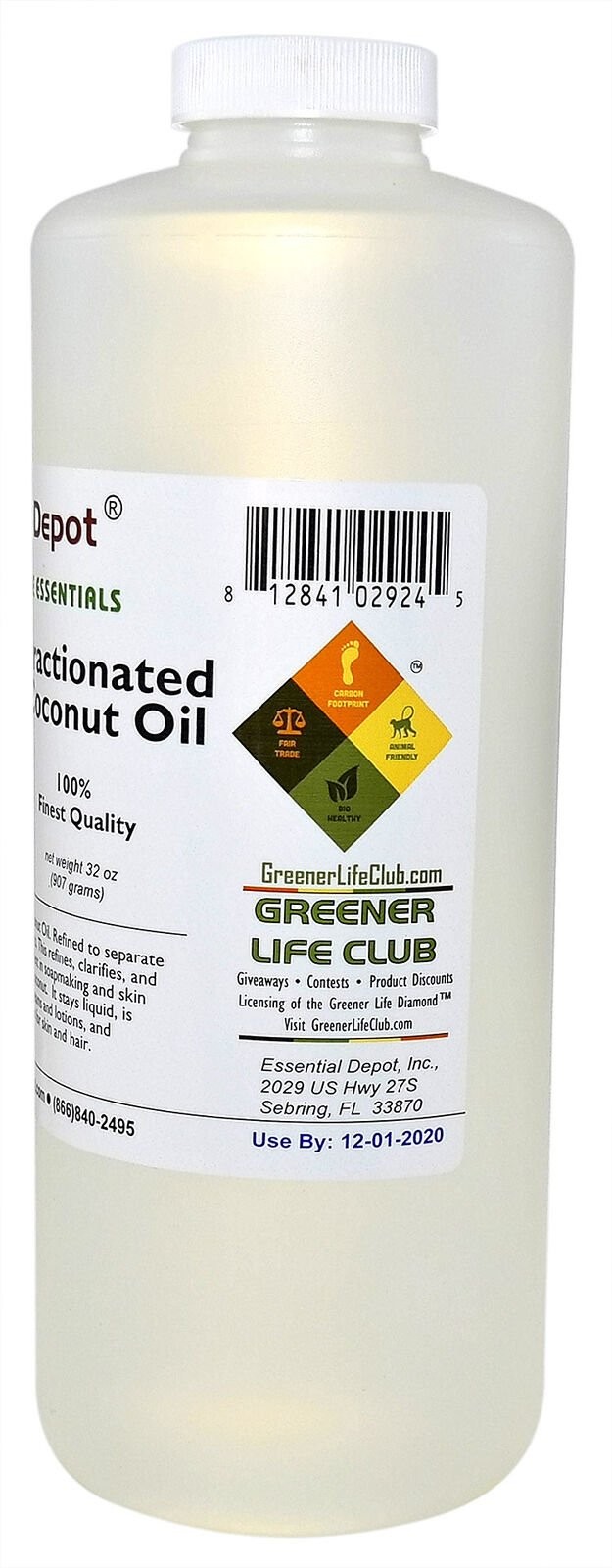 Coconut Oil (fractionated) – 1 Quart – Finest Quality