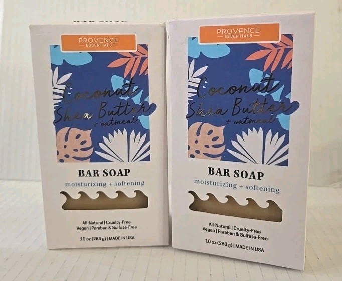 Provence Essentials Coconut Shea Butter + Oatmeal 2 Bar Soap Set 10oz Each