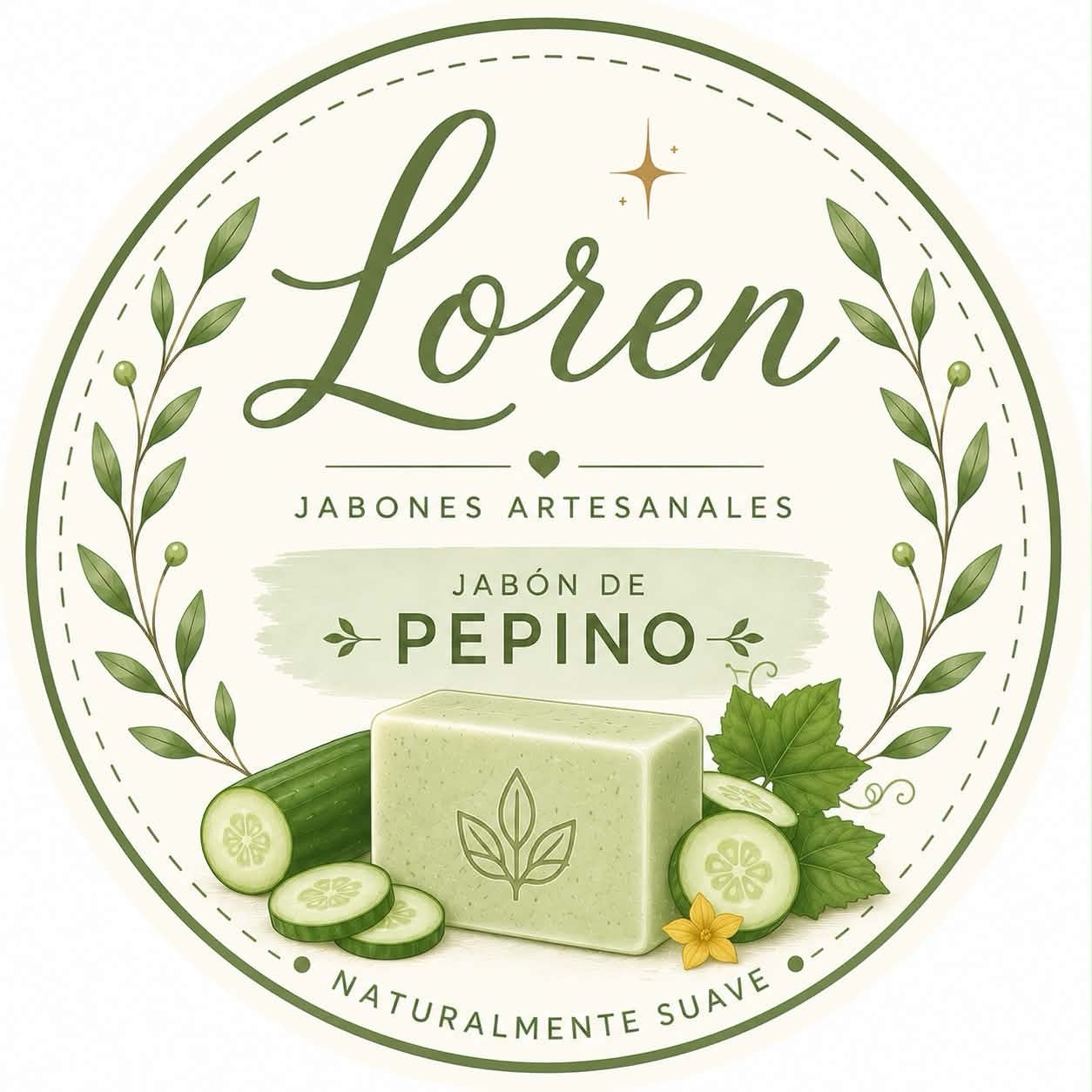 Loren Handmade All Natural Cucumber Floral Flower Body Bar Soap Green