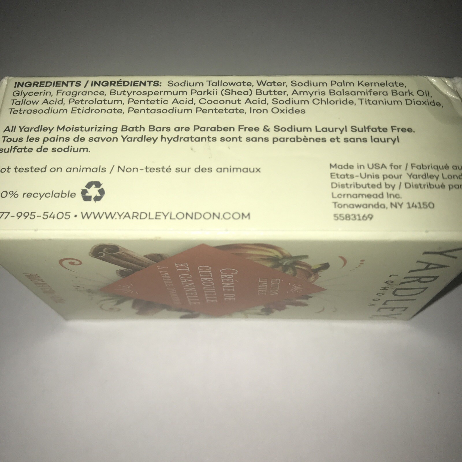 LIMITED EDITION Yardley London Pumpkin Cream and Cinnamon Bar Soap Brand New