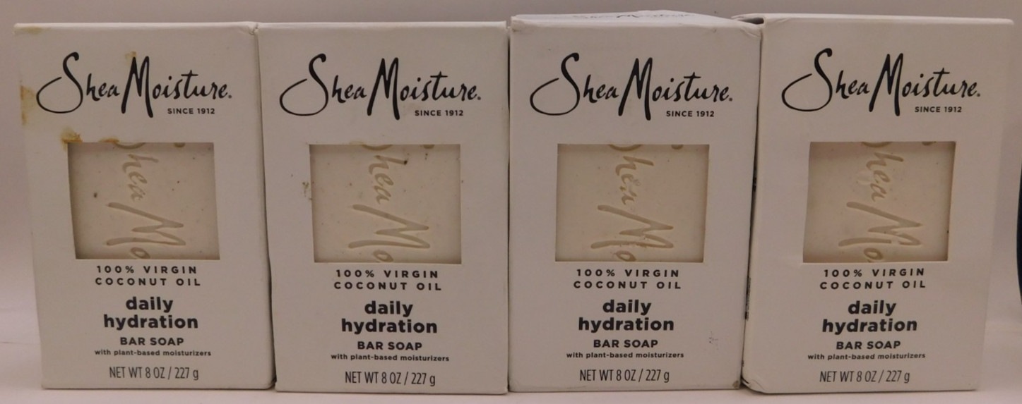 4PK Shea Moisture 100% Virgin Coconut Oil Daily Hydration Bar Soap 8oz EACH New