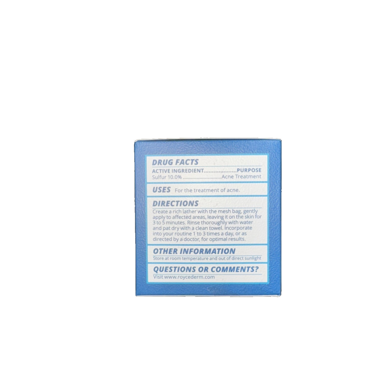 Roycederm Sulfur Soap 10% Volcanic Sulfur Acne Face & Body Wash – 2 Bars, 232g