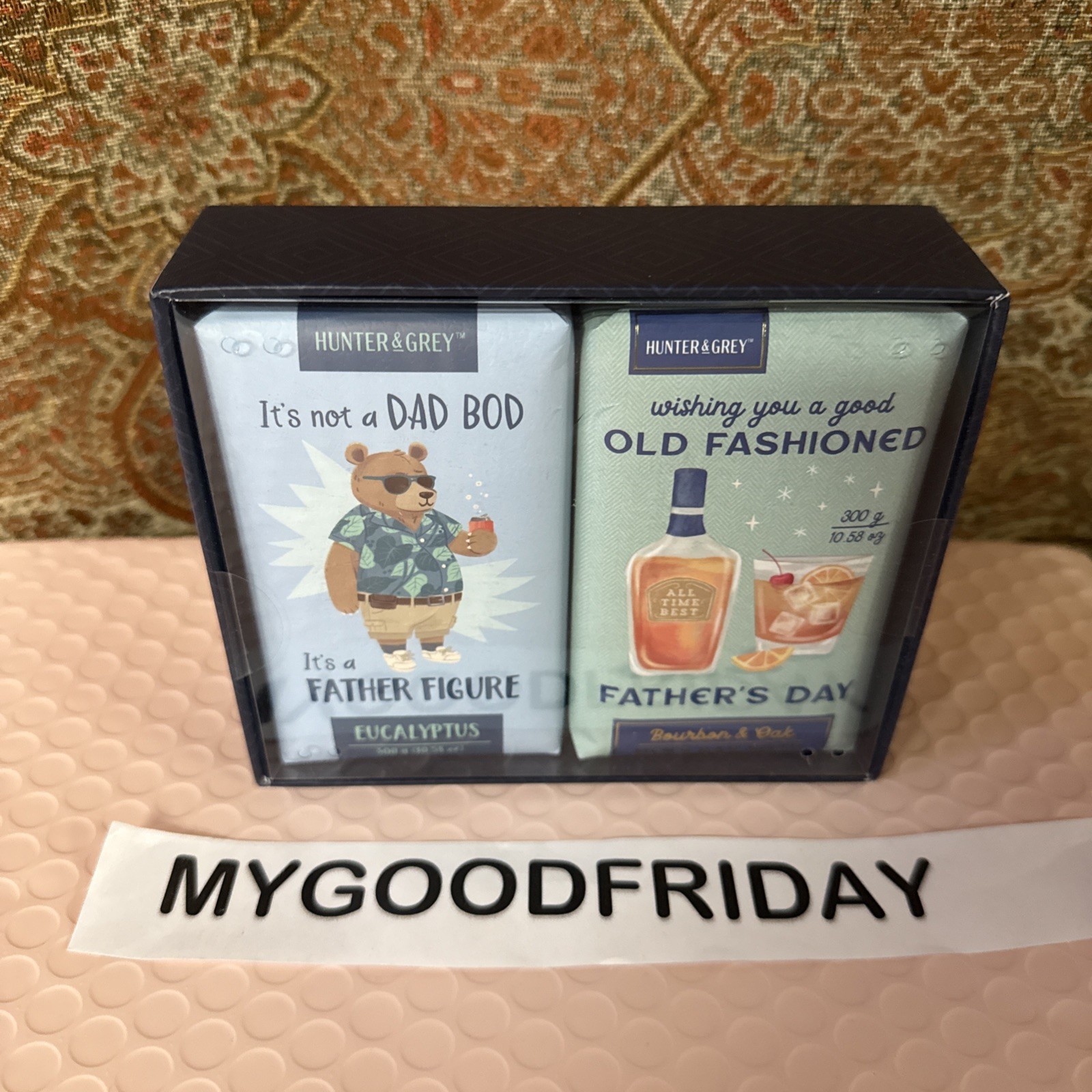 Hunter & Grey Fathers Day Soap Set Eucalyptus Bourbon & Oak Men’s Bar Gift DAD
