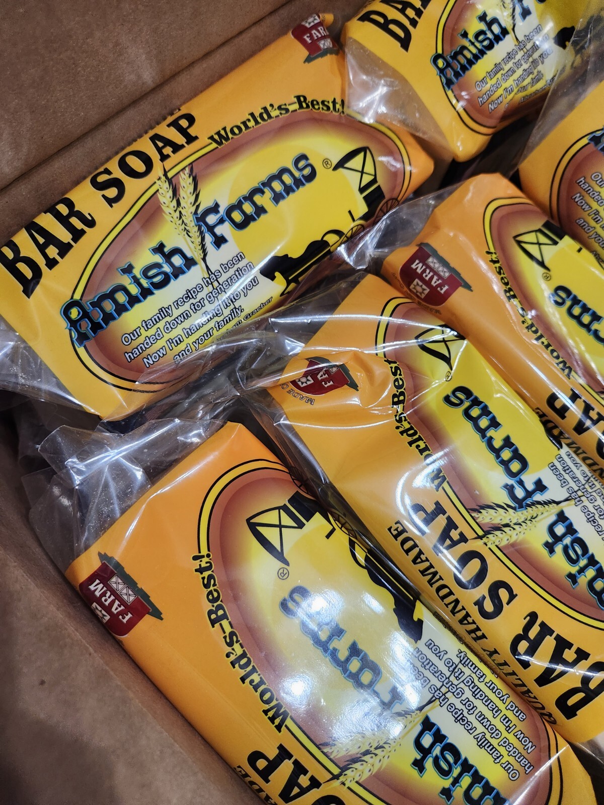 Amish Farm Bar Soap Bulk Lot 17 Packs 85 Huge Bars 5oz Each Made In USA In Hand