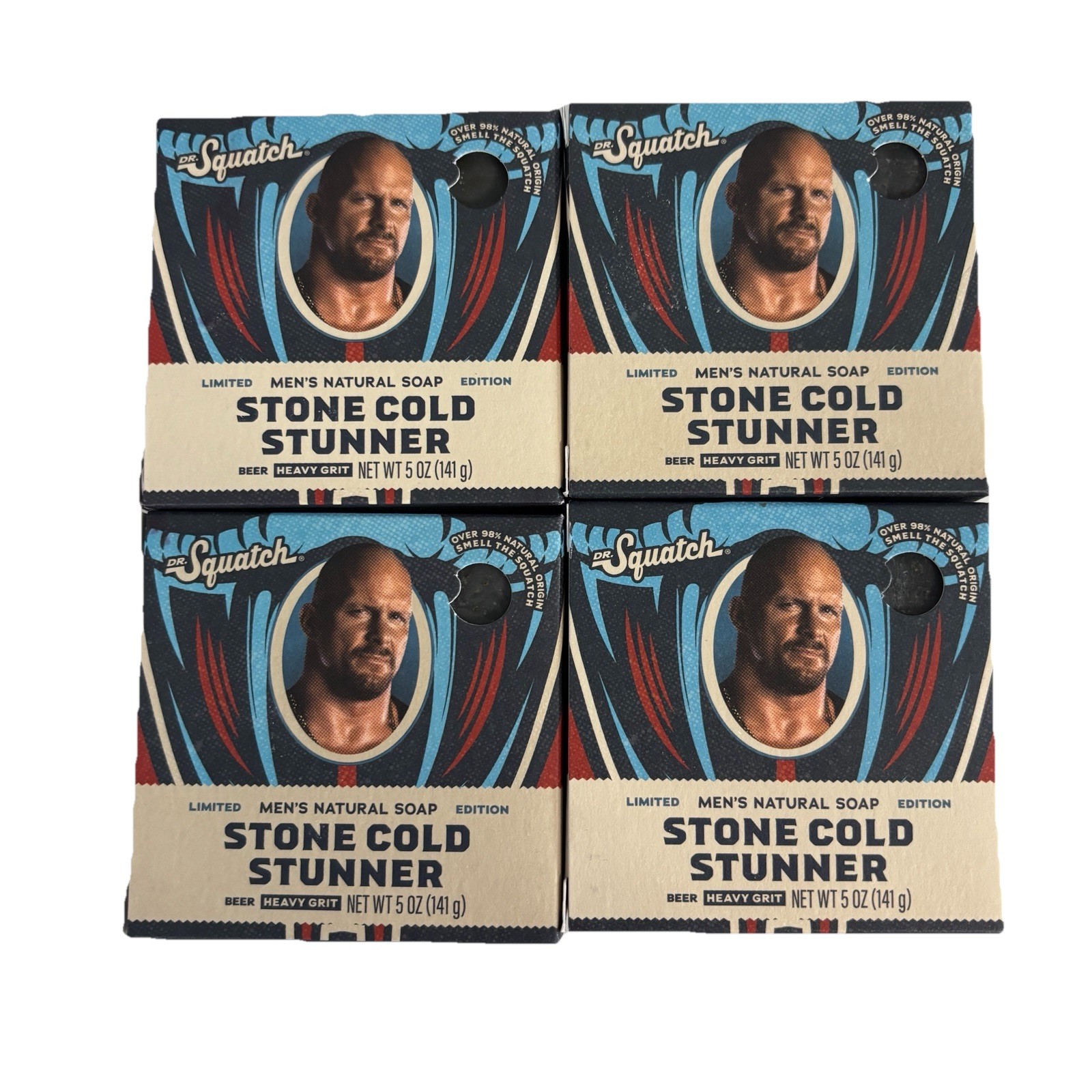 4 Bars Dr. Squatch Men’s Natural Soap Steve Austin Stone Cold Stunner 5 oz NEW