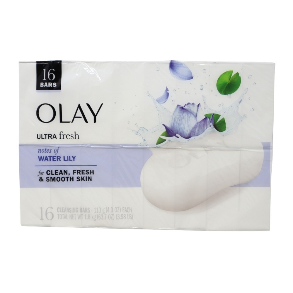 Olay Ultra Fresh Cleansing Bars, Water Lily Scent, 16 Bars, 4 oz Each