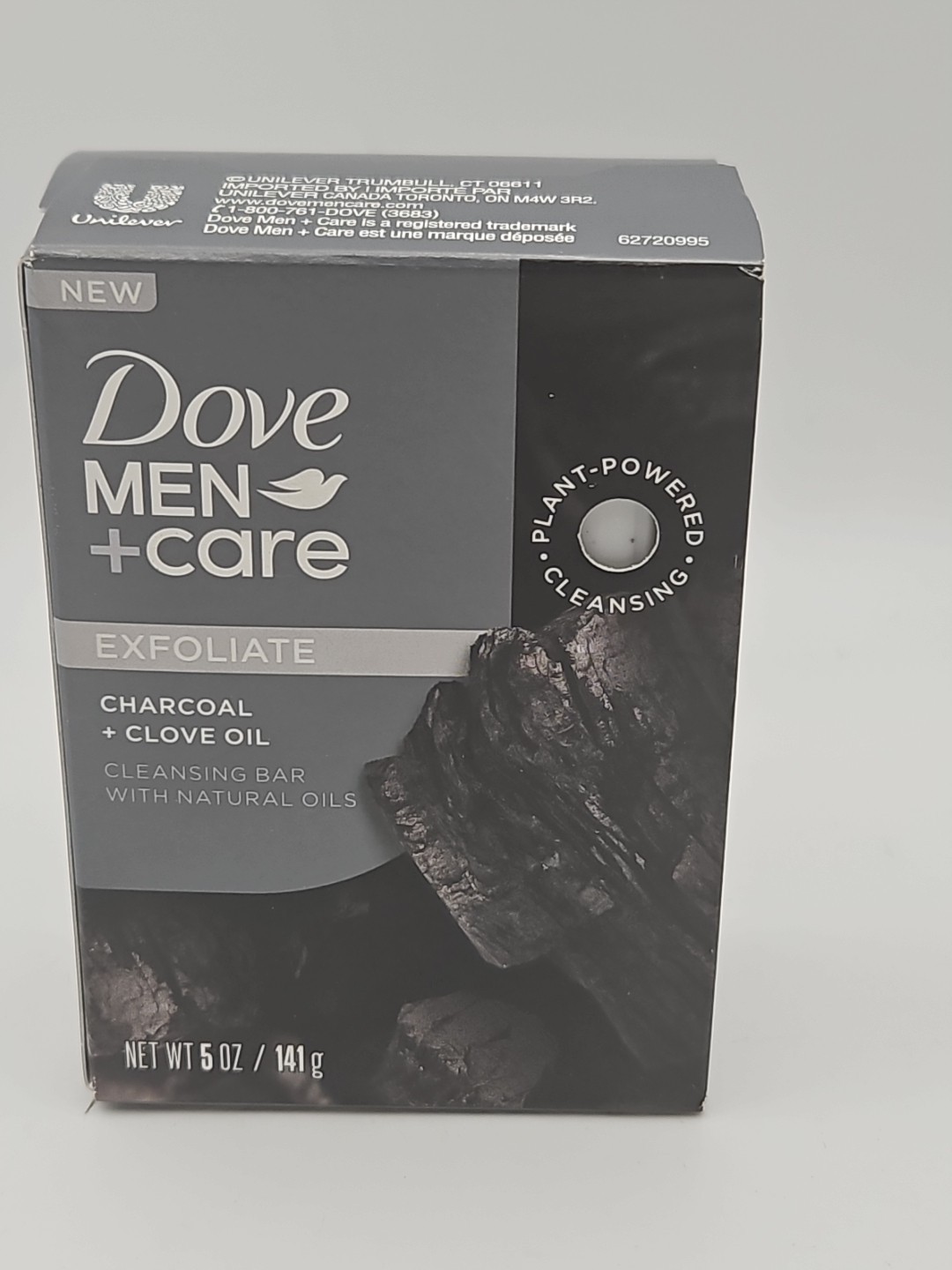 Dove Men Care Exfoliate Cleansing Bar – 5 oz (141 g) – Charcoal and Clove Oil
