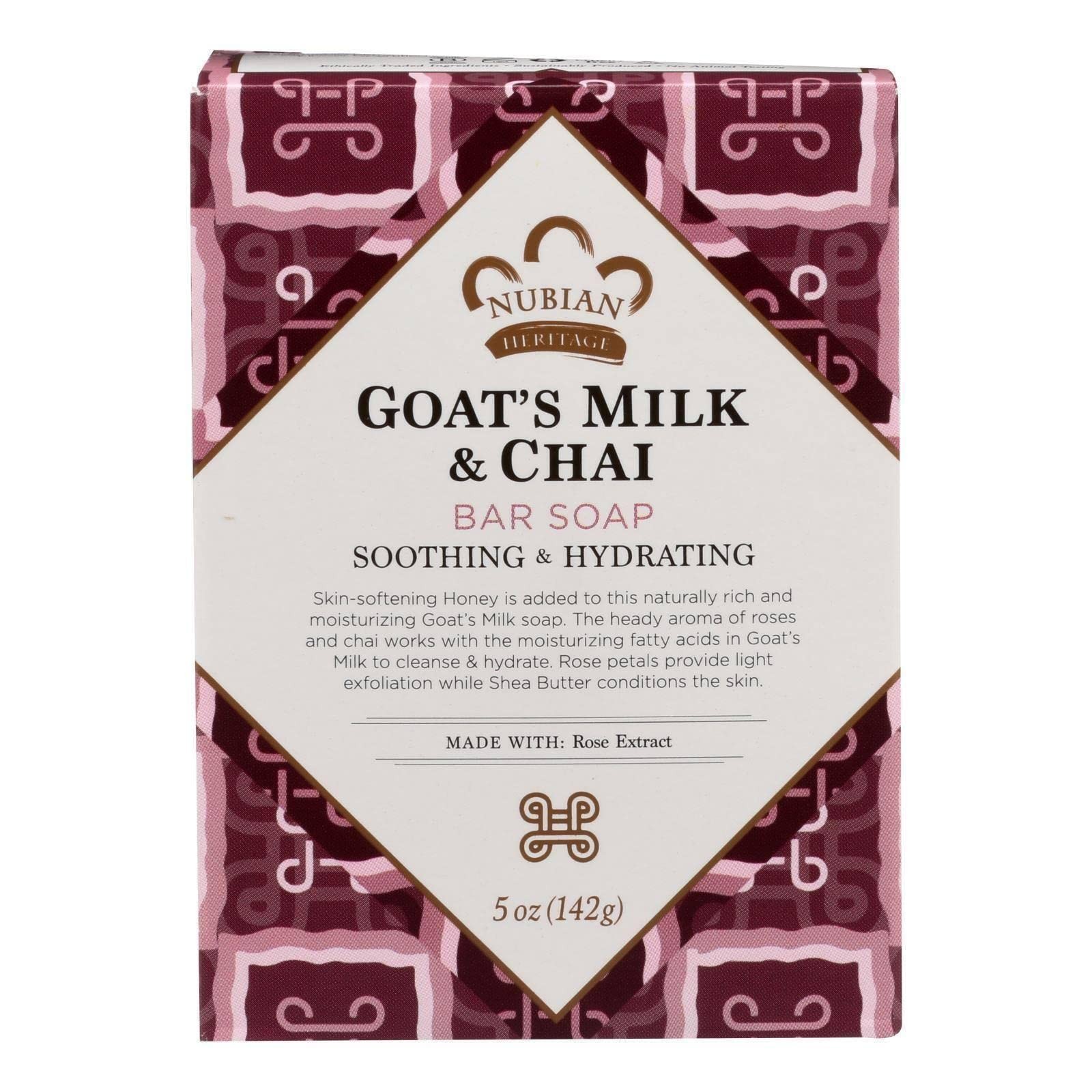 NUBIAN Heritage Goat Milk and Chai Soap Moisturizing Bar with Shea Rose Extracts