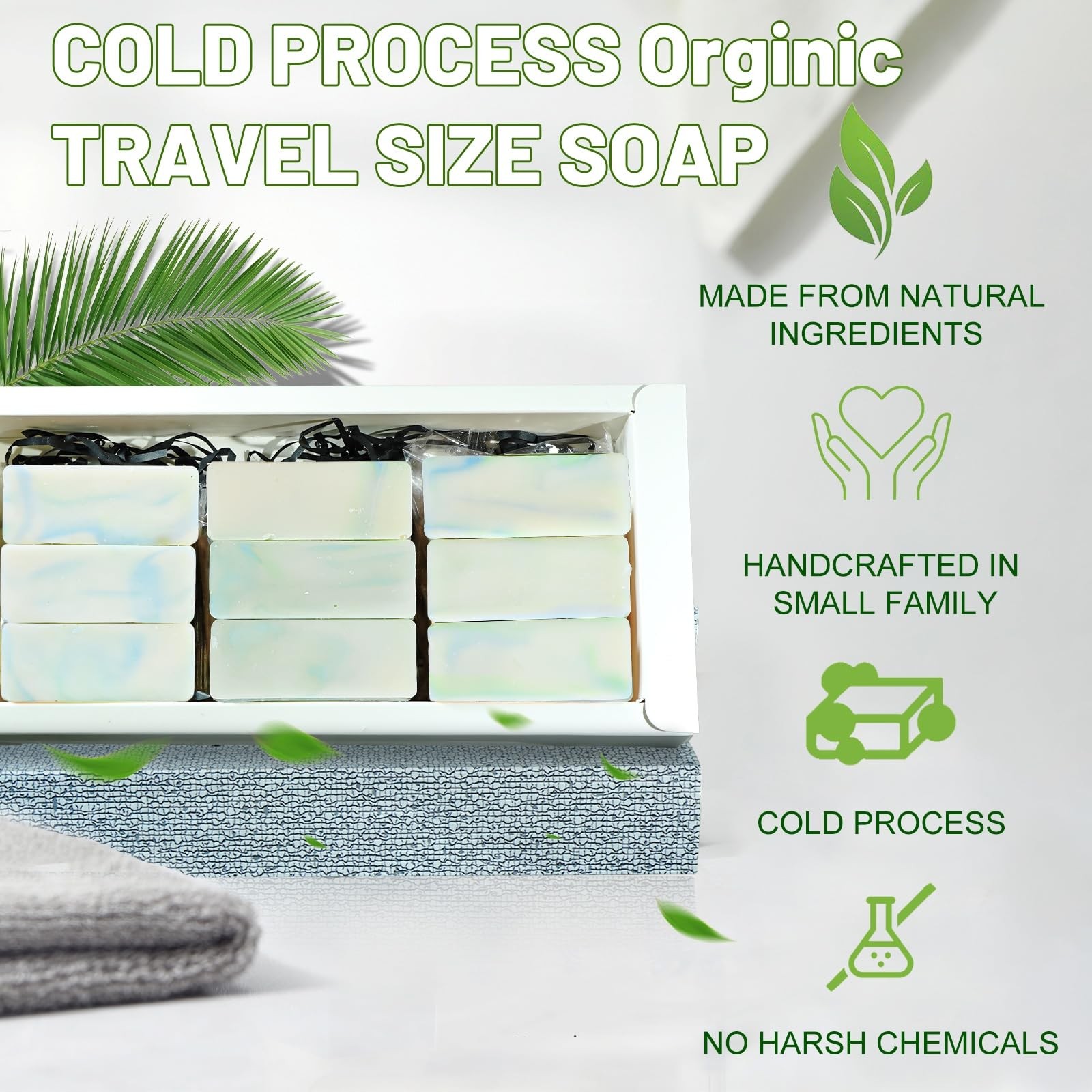 23Pcs Travel Size Soap Bars Individually Wrapped, Mini Olive Bar Soap Bulk Body