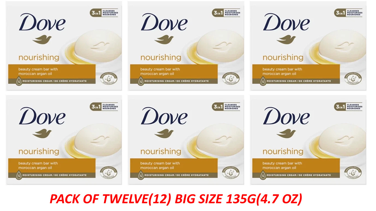 12 X Dove Bar Soap Nourishing Moroccan Argan Oil 4.75 oz