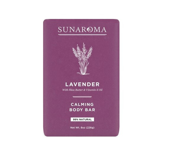 SUNAROMA Lavender Calming Body Bar 100% Natural 8 oz.