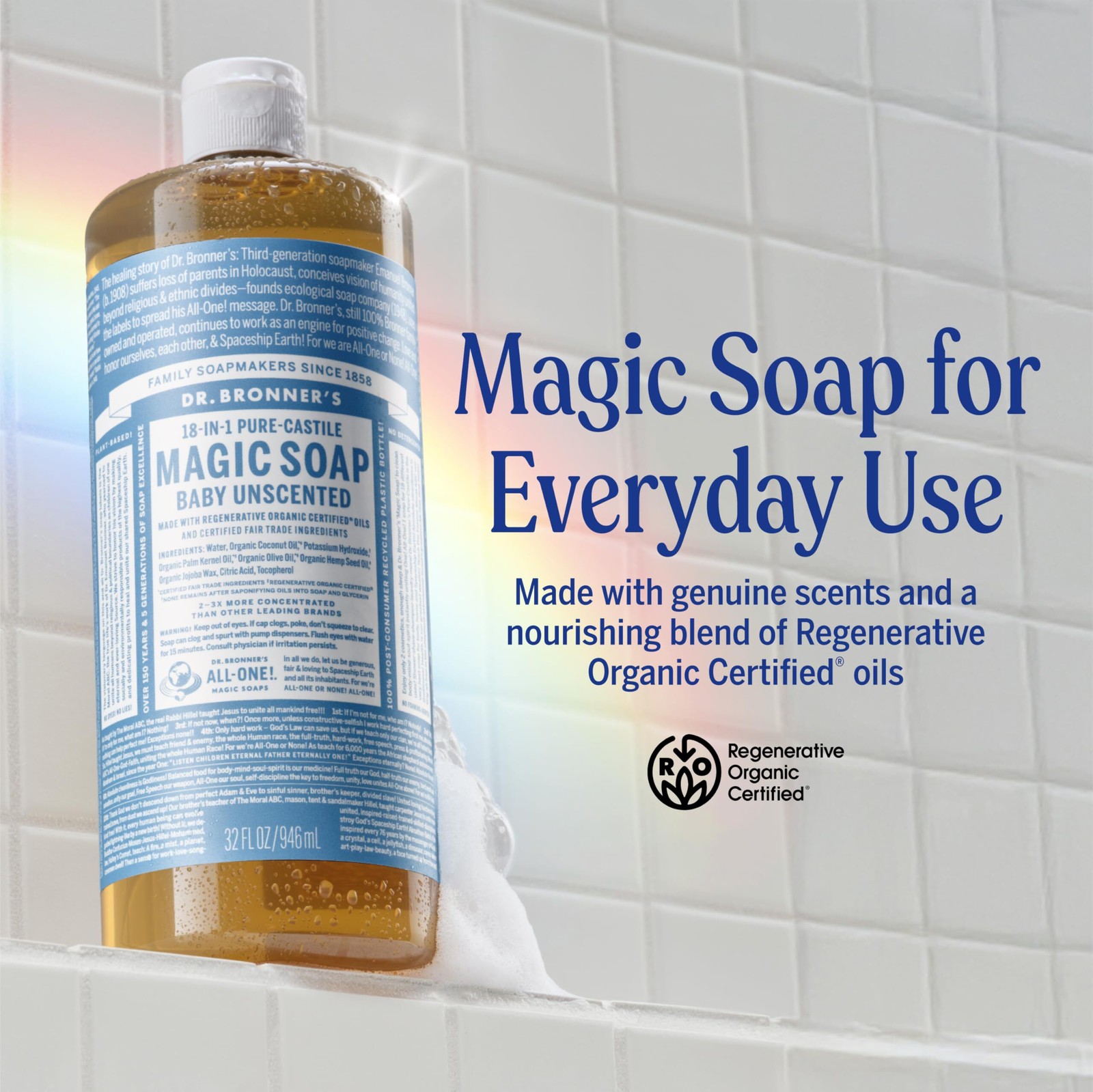 Dr. Bronner’s – Pure-Castile Liquid Soap (Baby Unscented, 32 Ounce)