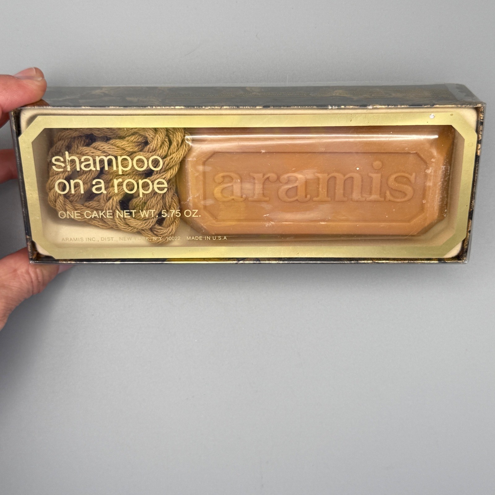 Vtg Aramis Shampoo on a Rope 5.75 oz Mens Bar Soap NOS New in Box Made in USA