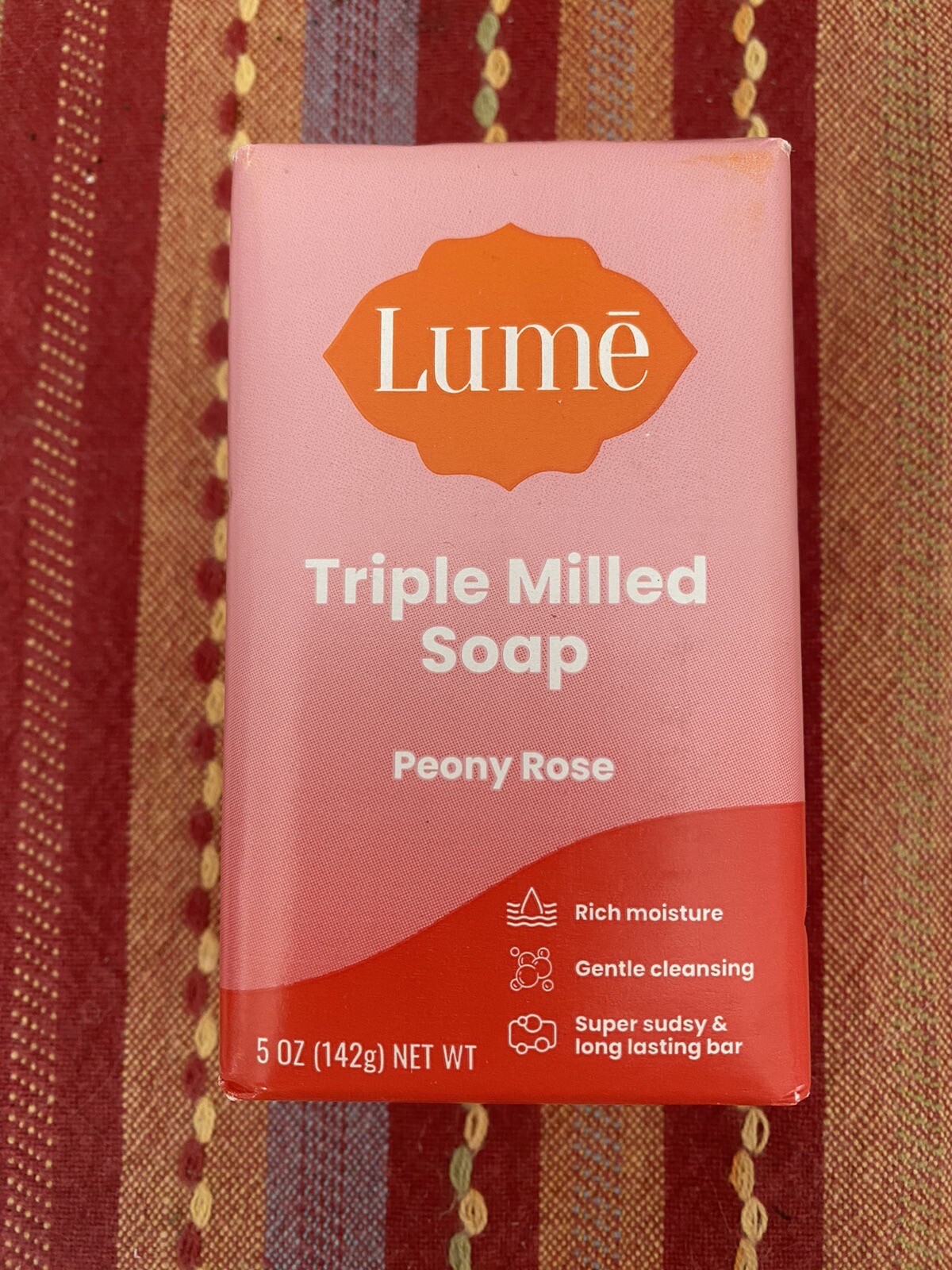 LUME Natural Soap ~ Triple Milled Soap ~ PEONY ROSE ~ 5oz Bar ~ NEW & Sealed