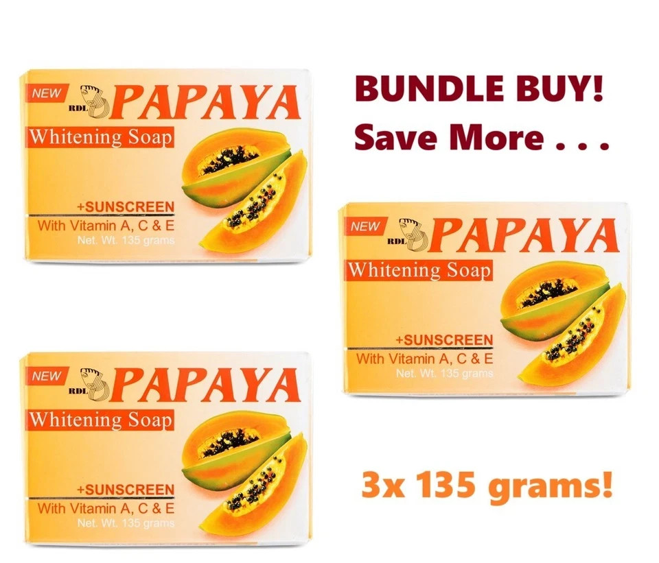 3X Original RDL Papaya All Natural Whitening Soap with Vitamin A, C and E