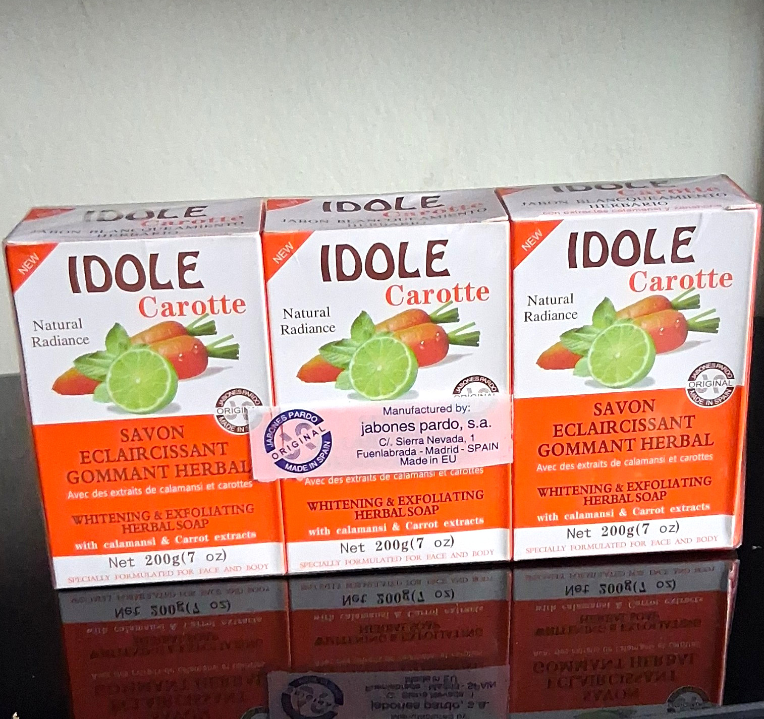 IDOLE Natural Radiance Carrot Herbal Soap Whitening Exfoliating Multipack 7oz