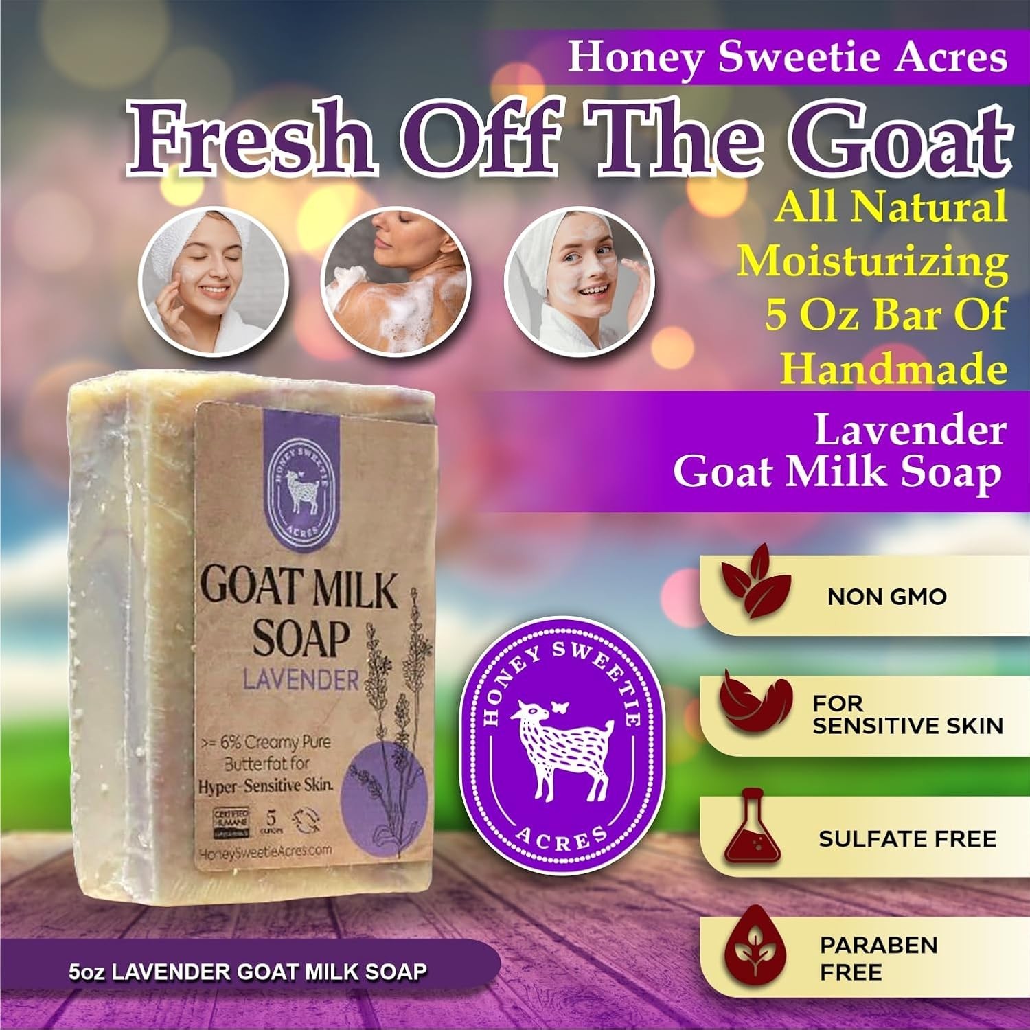 Honey Sweetie Acres 5-Pack Handcrafted Goat Milk Soap Flower garden