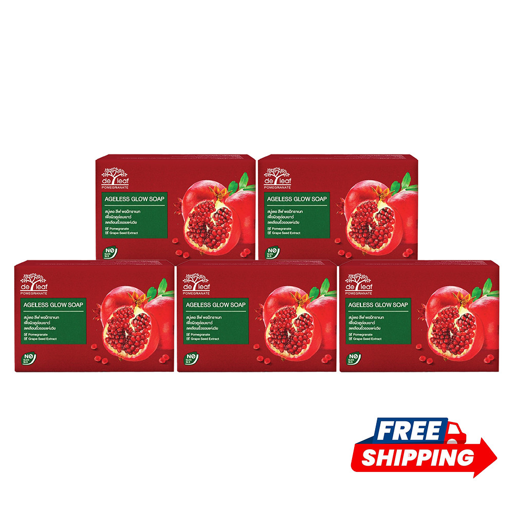 5x De Leaf Pomegranate Ageless Glow Soap 100g | youthful, clear, and firm