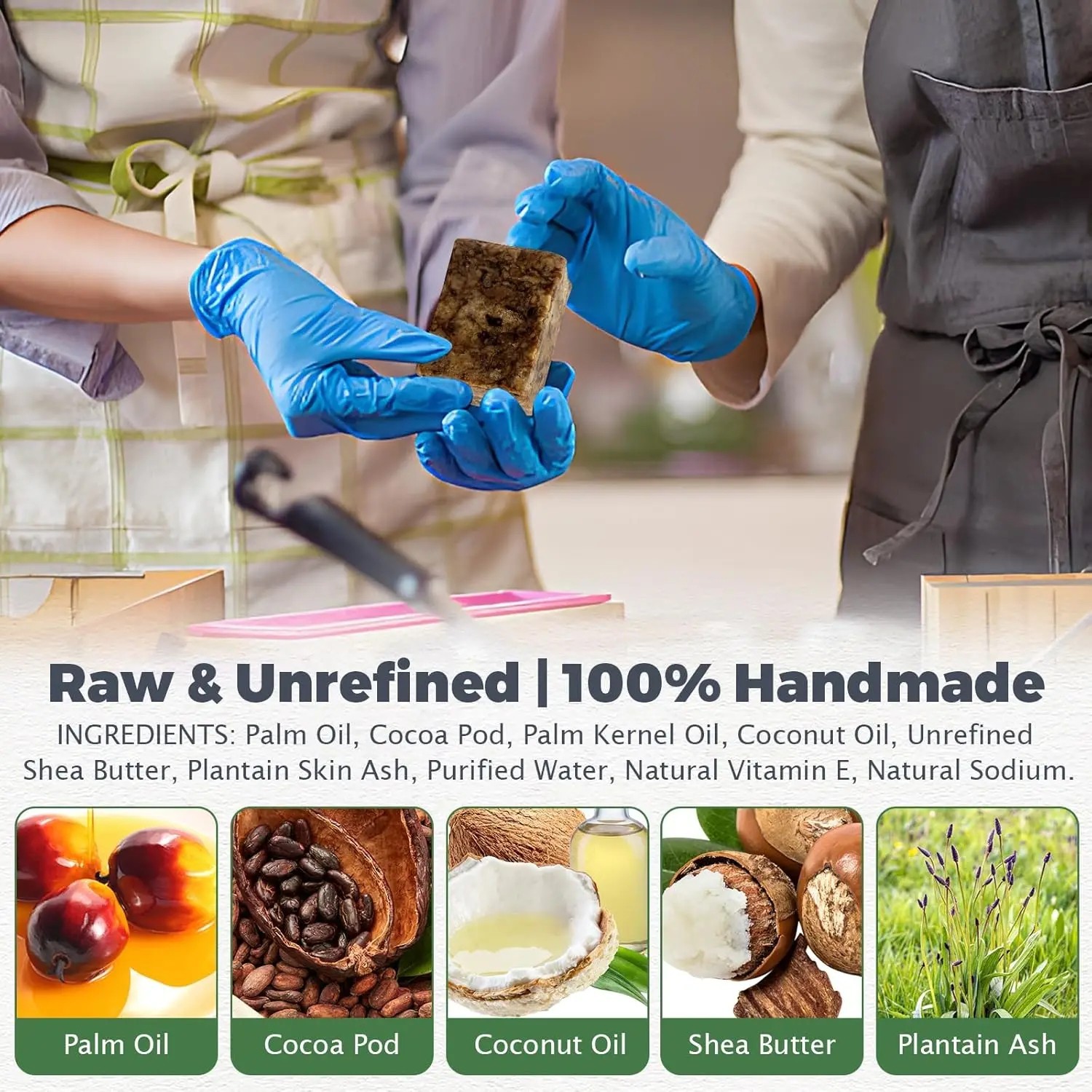 Raw African Black Soap Organic Pure Unrefined Premium Quality From Ghana Bar