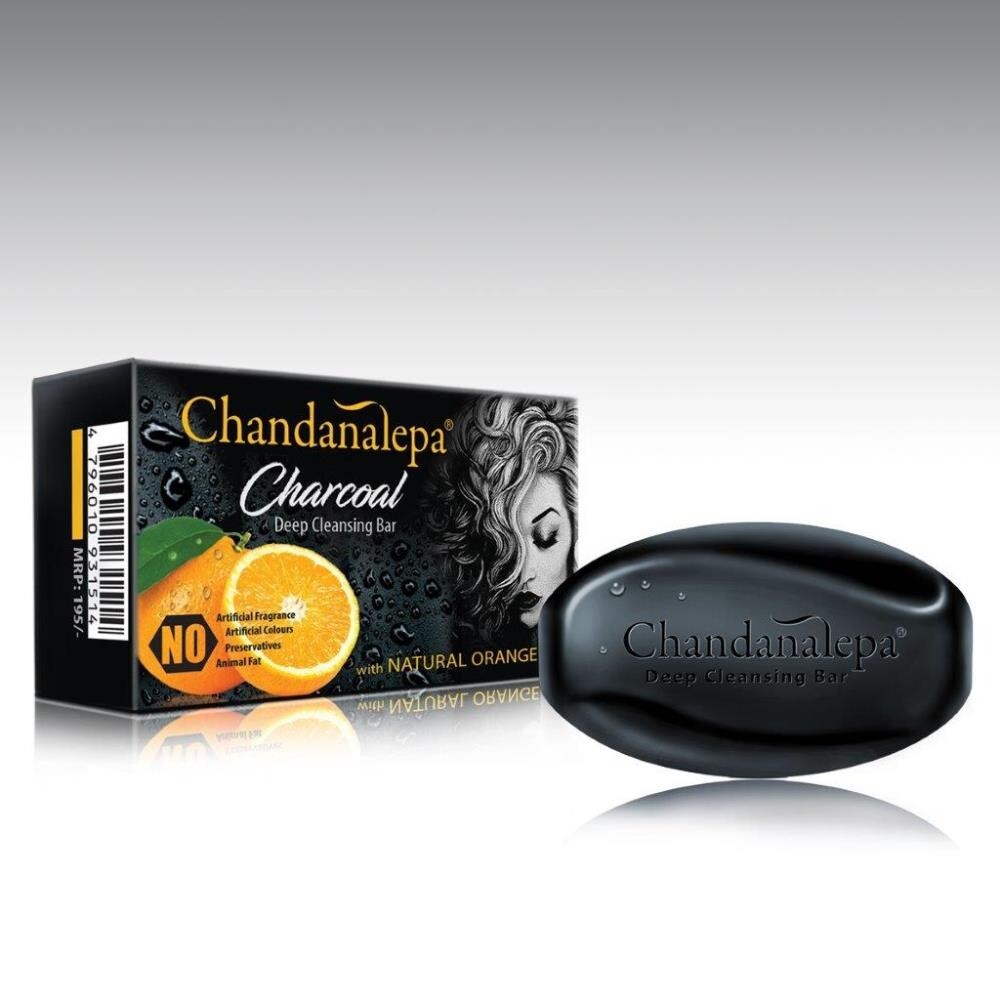 Chandanalepa Charcoal & orange Soap, Clean skin, Makeup remover, Ayurvedic Soap