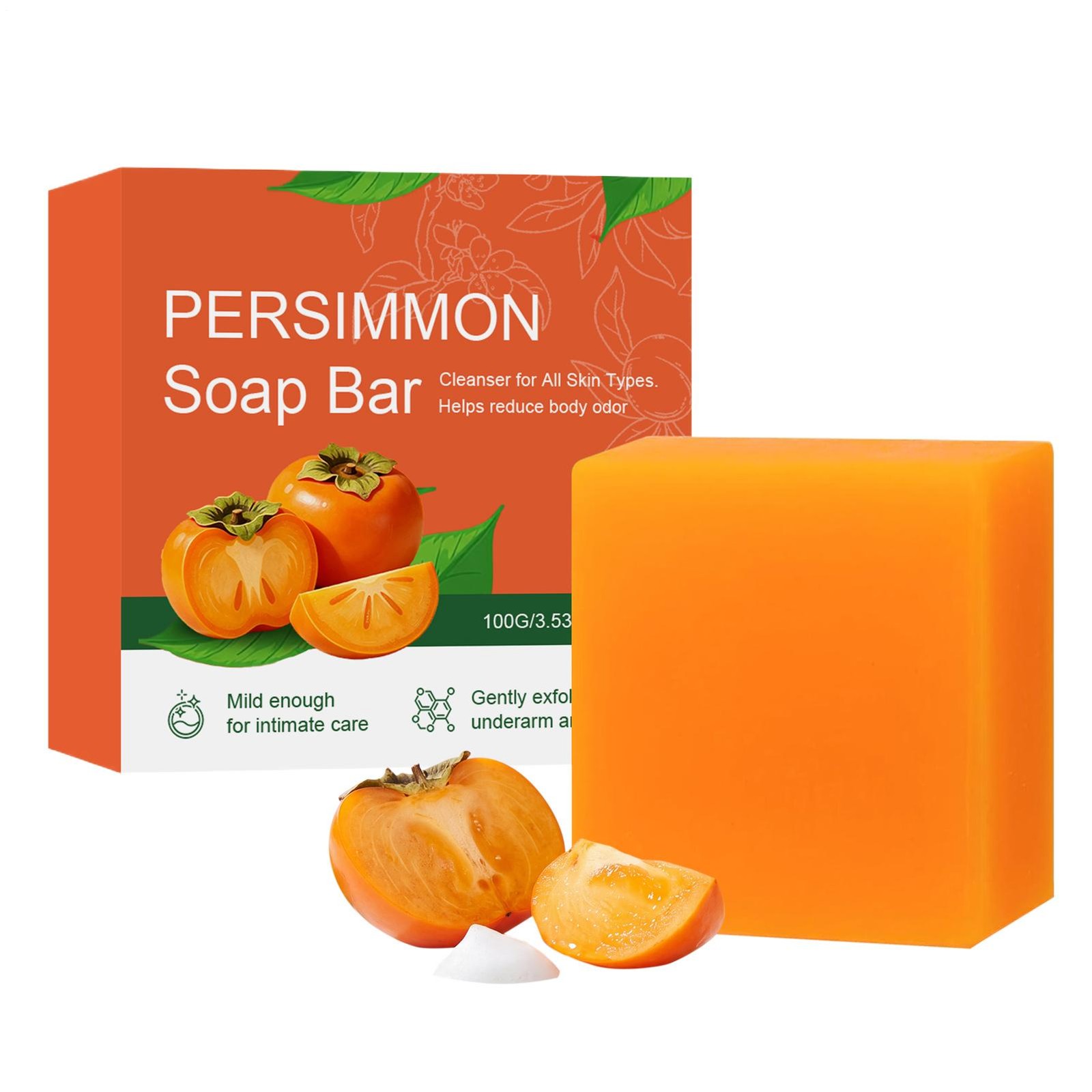 Persimmon Soap Bar, Natural Refreshing Cleansing Soap 100g
