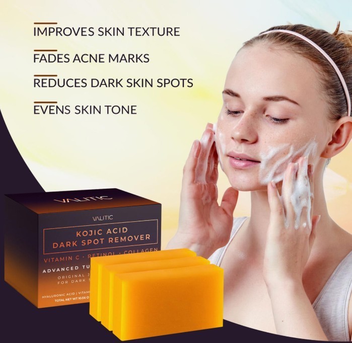 3Pcs Kojic Acid Turmeric Soap Bar Dark Spot Remover Vitamin C Retinol