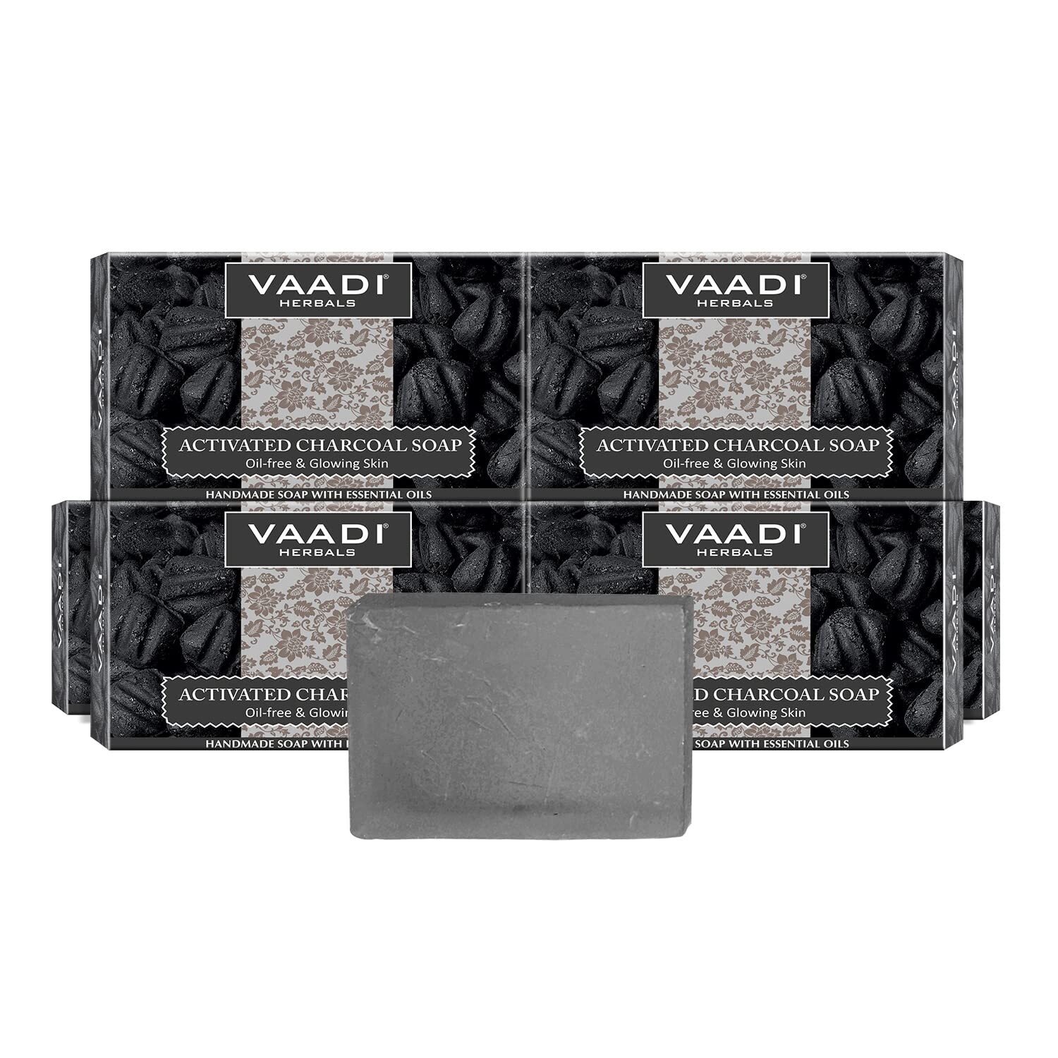 Vaadi Herbals Activated Charcoal Soap Oil-Free & Glowing Skin (6 x 75gm Each)