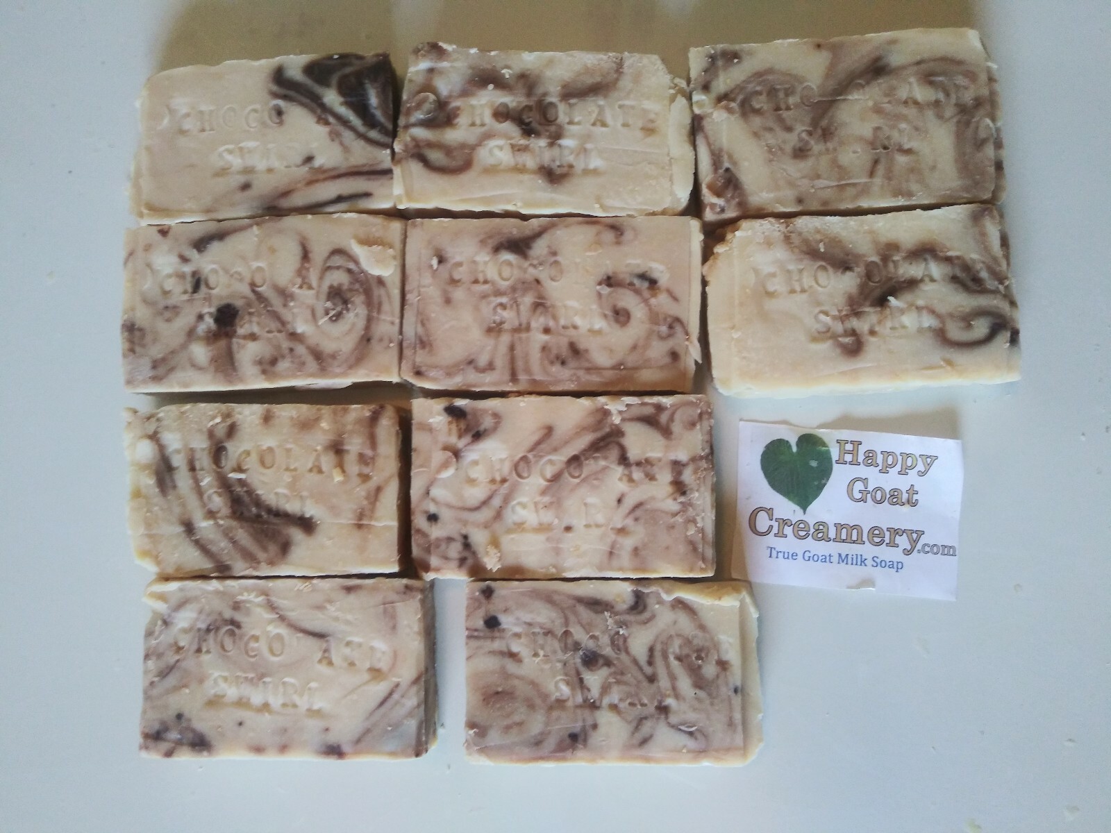 10 BARS RAW GOAT MILK SOAP HAPPY GOAT CREAMERY CHOCOLATE SWIRL COCOA BUTTER