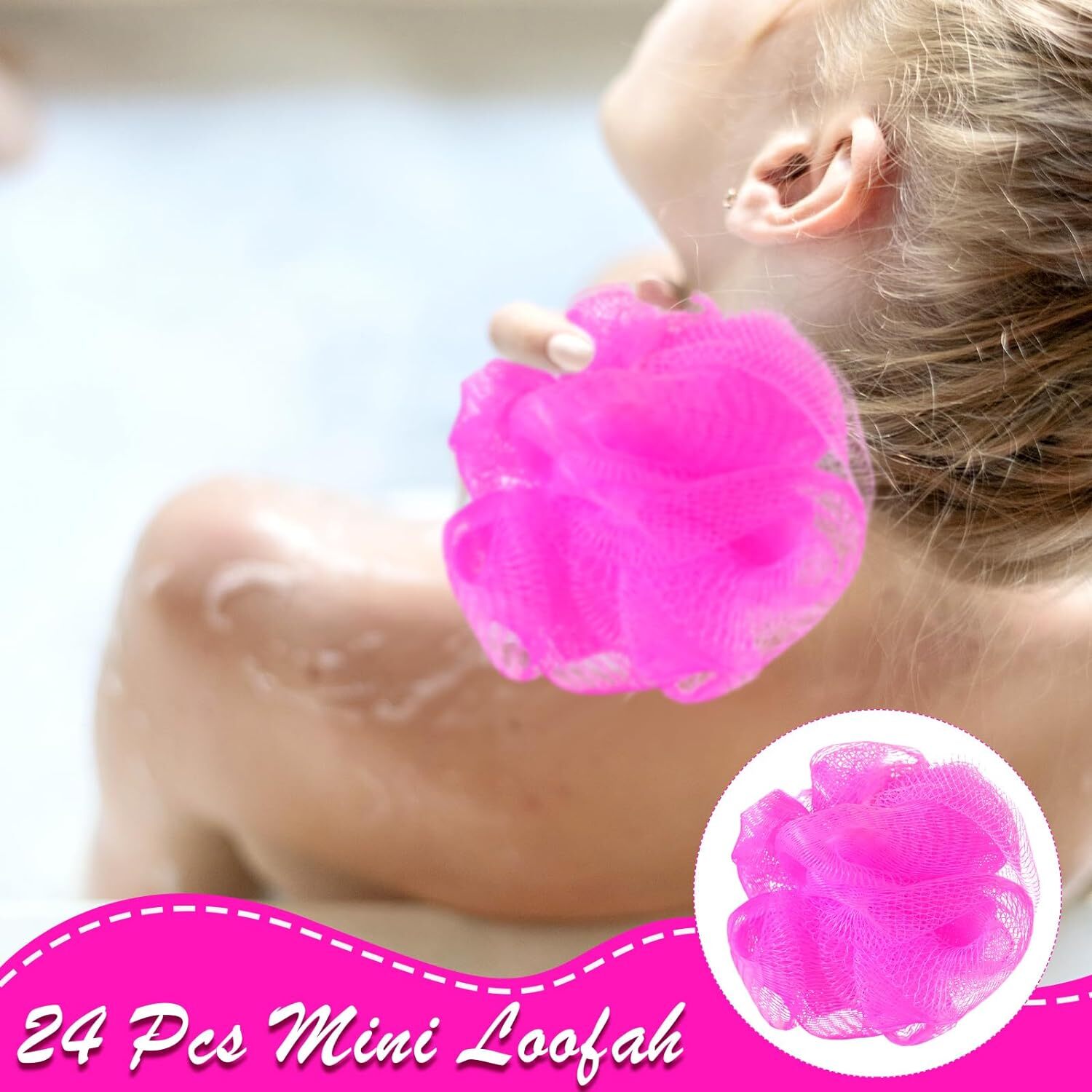 Shellwei 24 Pcs Loofah Sponge Bulk Mini Shower 3 Inch As Picture Shown