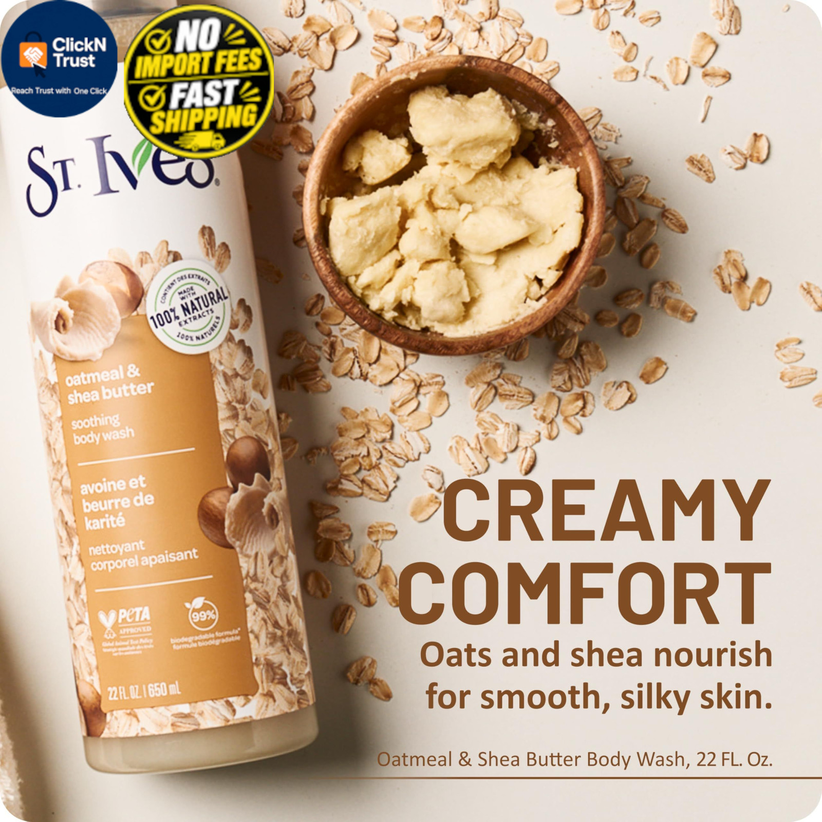 St. Ives Oatmeal & Shea Butter Body Wash | 22 Fl Oz (Pack of 1), No Color