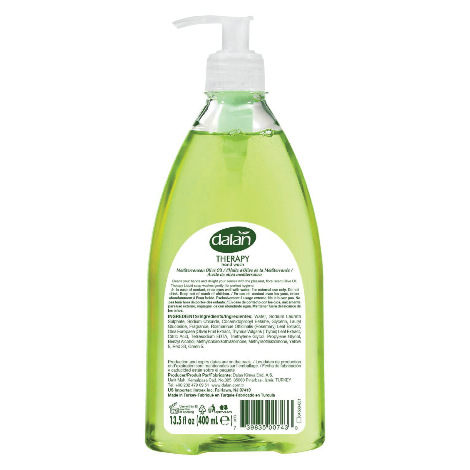 Full Box 12x Bottles Dalan Liquid Soap Therapy Mediterranean Olive Oil 13.5oz