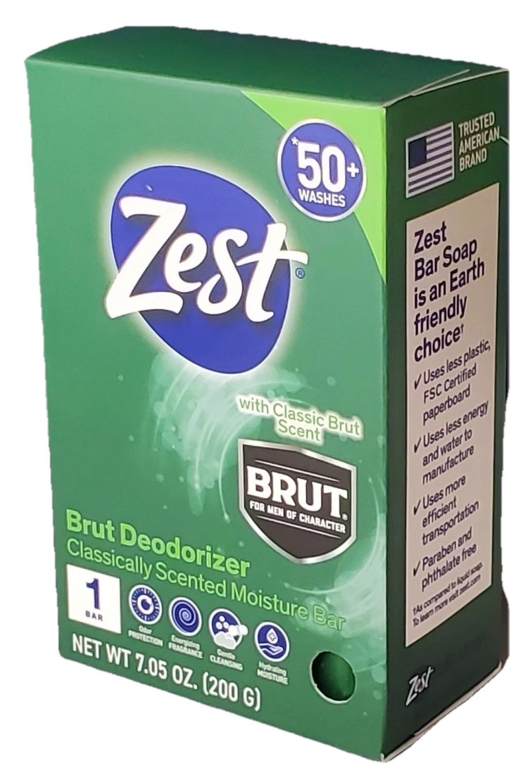 Zest Brut Deodorizer Classically Scented Moisture Bar 7.05 oz 4 Bars Total Men’s