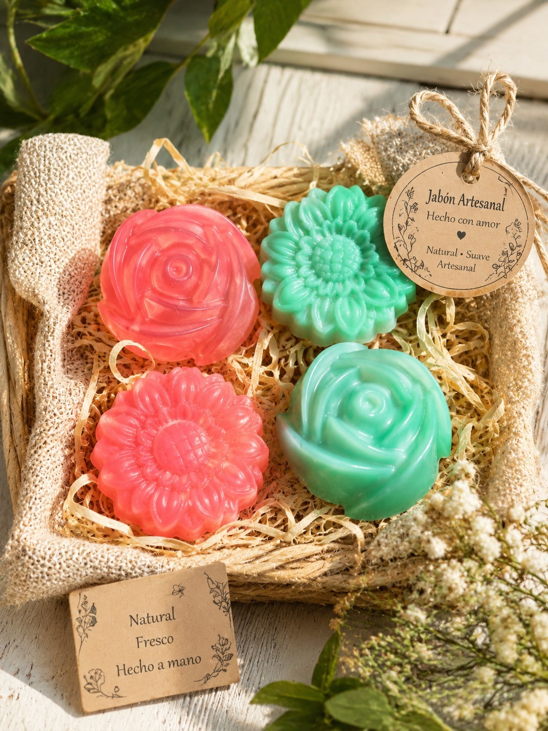 Handmade All Natural Floral Flower Body Bar Soap Multipack Fresco Scent