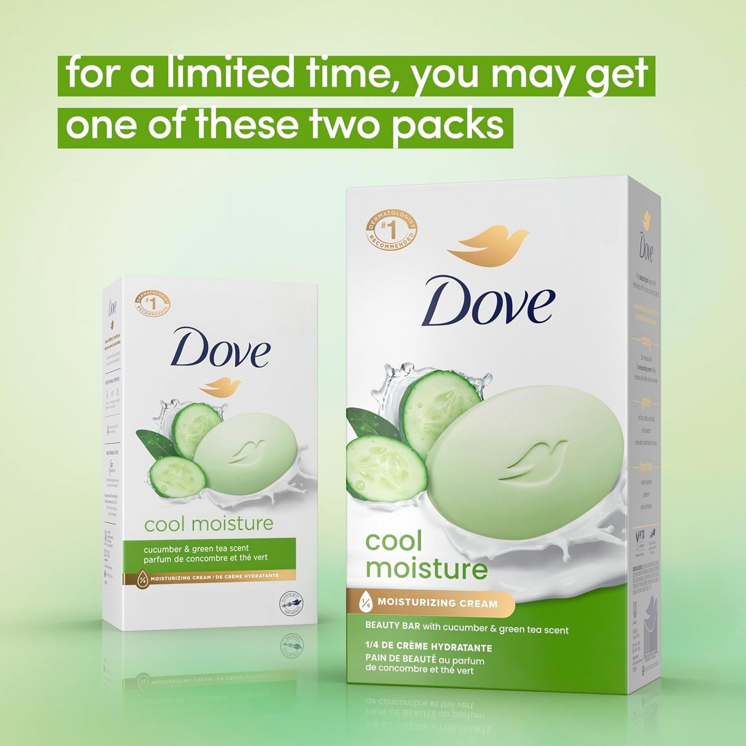 Dove Skin Care Beauty Bar for Softer Skin Cucumber and Green Tea More Moisturiz