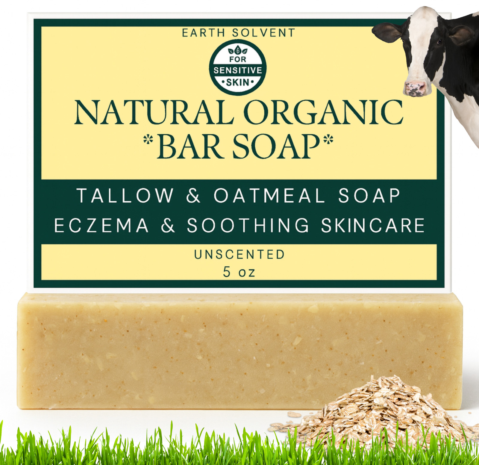 Earth Solvent Natural Organic Handmade Soap For Face & Body Mild Soap Bar 5oz