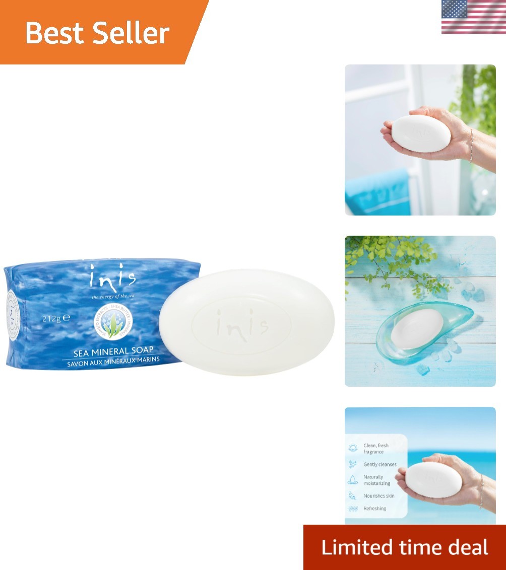 Luxurious 7.4 oz Sea Mineral Soap Bar with Shea Butter & Ocean Fresh Fragrance