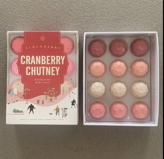 Finchberry Cranberry Chutney Hydrating 12 Mini Soap;Paraben & Gluten Free;Vegan